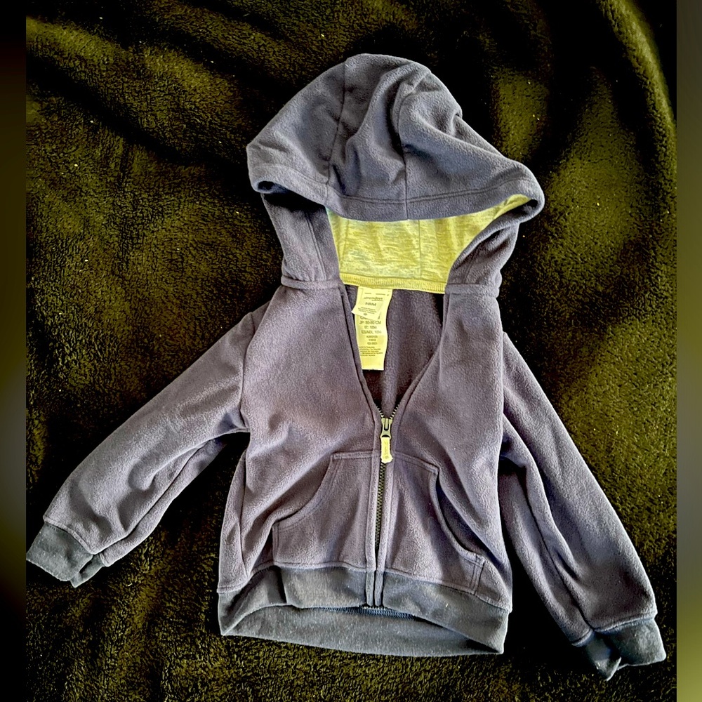18mth, Simple Joys by Carters, Dark blue fleece jacket with gray in hood